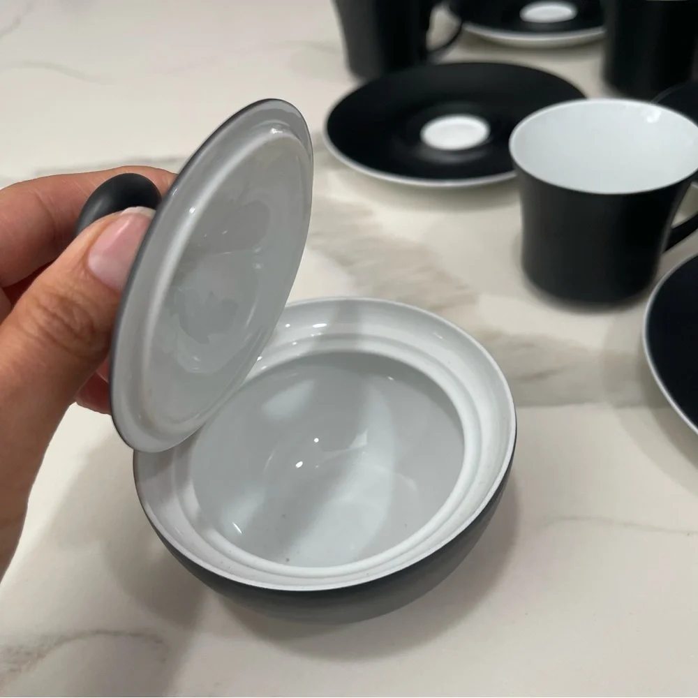 Espana Noche Block Bidasoa Black Matte Coffee Tea Set Vintage 25 Piece Set - Picture 12 of 16